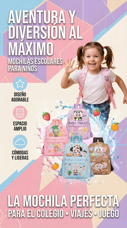 🌈 Morral Escolar Baby Three S1494 – Ligero, Resistente y Perfecto para Niños